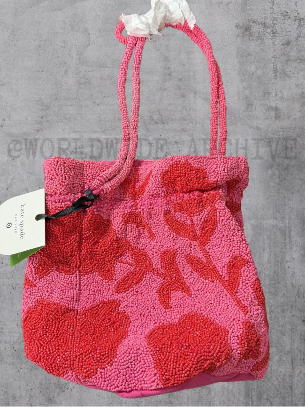 kate spade Pink and Red Beaded Floral Tote